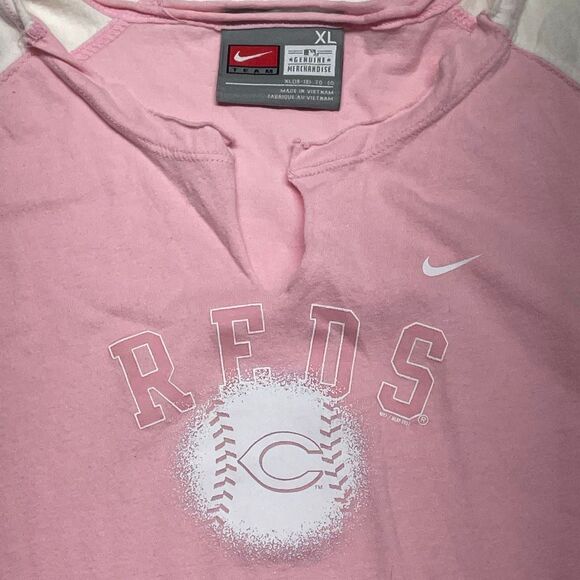Pink and White Nike Cincinnati Reds Short Sleeve Baseball Tee - Picture 2 of 6